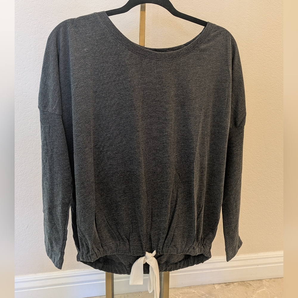 Eberjey Heather Cotton Blend Slouchy Top Charcoal Pajama Top